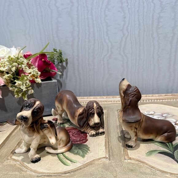 Vintage Norcrest Basset Hound Figurines Japan PLEASE READ DESCRIPTION - Picture 2 of 16